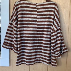 NWT Stripped 3/4 Length high/low sweater